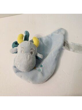 Blue Lovey Winged Dragon Plush Stuffed Lovey Ergee Yellow Horns